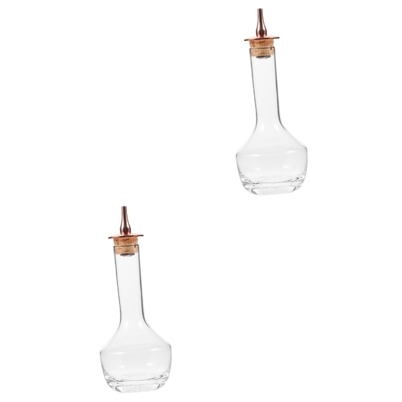 COLLBATH 2stücke Glass Bitter Bottle Mit Roségold-Dasher Deckel Für Cocktails Und Barbedarf Stilvolle Langlebige Glaskaraffe Für Zuhause Restaurants Und Bars