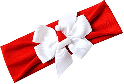 Funny Girl Designs Felt Santa Hat Baby Headband (Newborn - 12 Months, Red Band with White Bow)