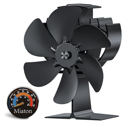 Miaton Ventilador Estufa Leña con Termómetro - 6 Cuchillas Ventilador Chimenea, Funcionamiento Silencioso, Ahorro de Energía, para Estufa de Leña o Pellets