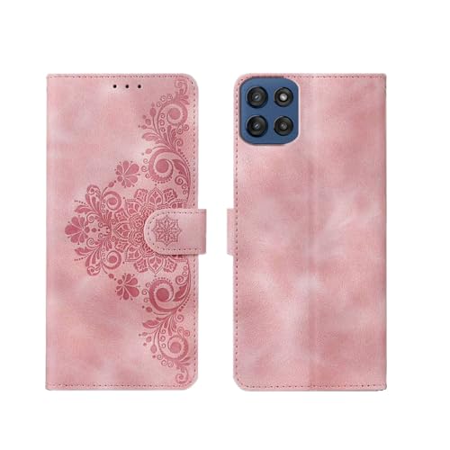 Image of amazon basics Moto Edge 60 Stylus 5G Flip Cover | Card Pockets Wallet & Stand | Flip Cover for Moto Edge 60 Stylus 5G (Pink Flower)