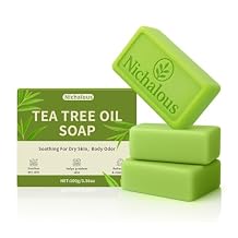 3PCS Tea Tree Soap, Tea Tree Relief Soap Bar, with Tea Tree Oil & Coconut Oil & Witch Hazel, Deep Pore Cleansing, Natural Herbal Soaps Bar for Feet & Body Care, Men & Women 3.5 oz