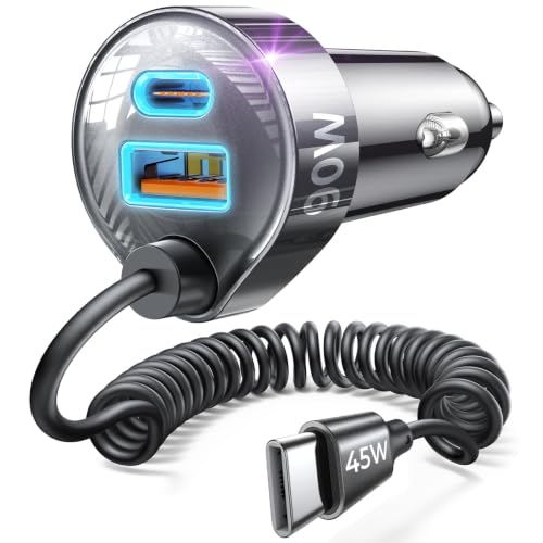 LISEN 90W Coiled Cable Car Charger
