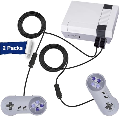 Image of NES Extension Cable 2 Pack Compatible with Super Nintendo SNES Classic Edition Controller (2017) /Mini NES Classic Edition (2016) /Wii /Wii U Controller, 10ft