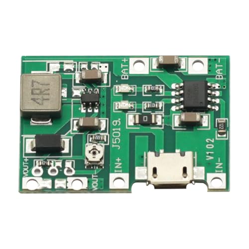 5 Pcs 18650 Lithium Li-ion Battery Charger Module,TP4056 Charging Module,3.7V 4.2V to 9V 5V 2A Lithium Battery Charging Discharge Module Adjustable Step Up Boost Module