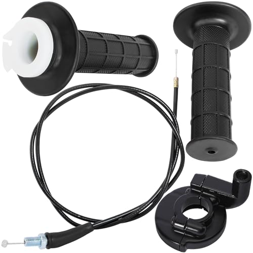 QAZAKY Twist Throttle Accelerator Handle Grip Cable Set for 50cc-90cc 110cc 125cc 140cc 150cc 200cc 250cc 4-stroke Engine Pit Dirt Mini Pocket Bike ATV Quad Scooter CRF50 XR50 7/8inch 22mm Handlebar