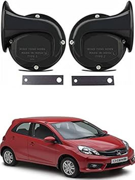 EIAC Universal Windtone Jalwa Horn (2 and 4 wheelers), Black color, Heavy plastic body, Set of 2, 12V voltage For Brio Universal For All Models