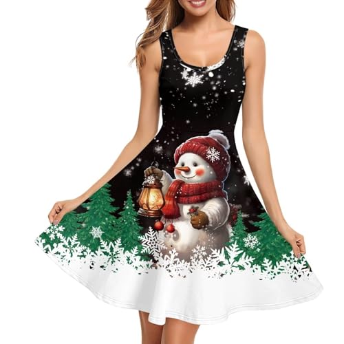 Image of TOADDITDO Women's Sleeveless O Neck Beach A-Line Party Coctail Tank Dresses Flared Sundress