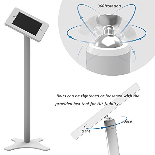 Beelta iPad Floor Stand Kiosk - 360 Swivel for iPad 5th/6th,iPad Pro 9.7,Air 1,Air 2,Anti-Theft,Key Lock,Metal,White,BSF301W - Thumbnail 3