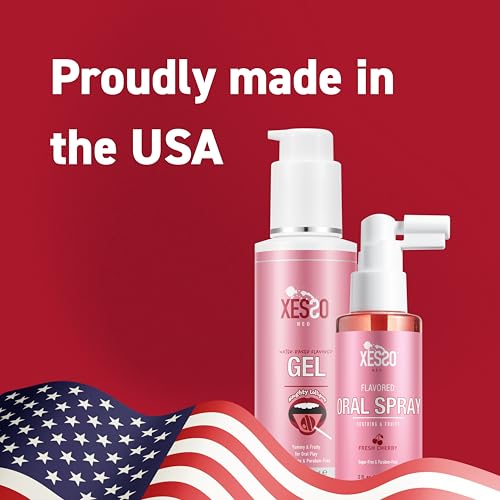 xesso flavored oral spray wfresh cherry scent 2 fl oz deep throat relaxing for women and men reduces gag reflex throat and mouth mist for oral pleasure made in usa package may vary