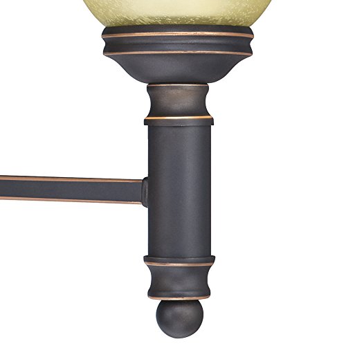 Image of Westinghouse 6342800 Montrose Three-Light Indoor Wall Fixture, Oil Rubbed Bronze Finish with Highlights and Mocha Scavo Glass