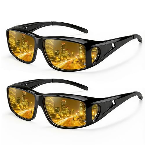 Image of Bio-th Night Driving Glasses for Men Women, Fit Over Glasses Anti Glare Polarized Night Vision Glasses for Driving,HD Lens