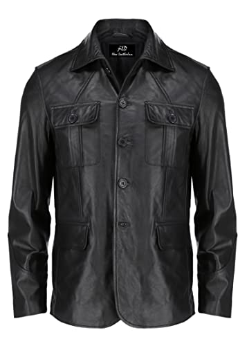 Image of Jild Lambskin Leather Jacket Men Casual Coat - Notched Collar Classic Bond's Style Ultimate Leather Blazer for Men