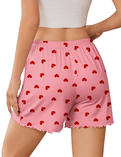Image of Ekouaer 2 Pack Womens Pajama Shorts 2026 Summer Casual Lounge Sleep Short Ruffle Soft Comfy Pj Bottoms with Pockets