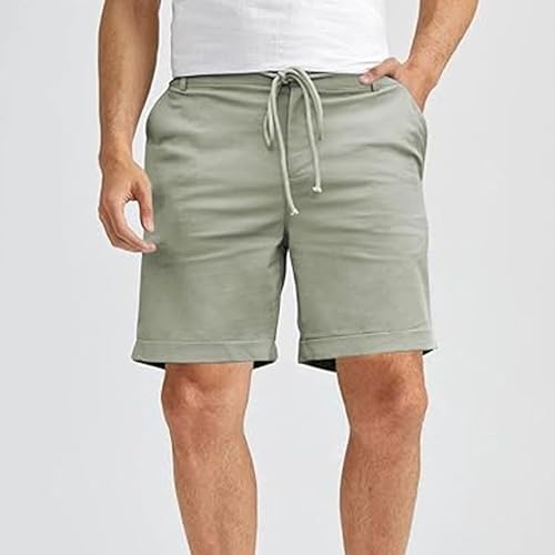 Shorts deportivos para hombre color sólido verde miniatura 2