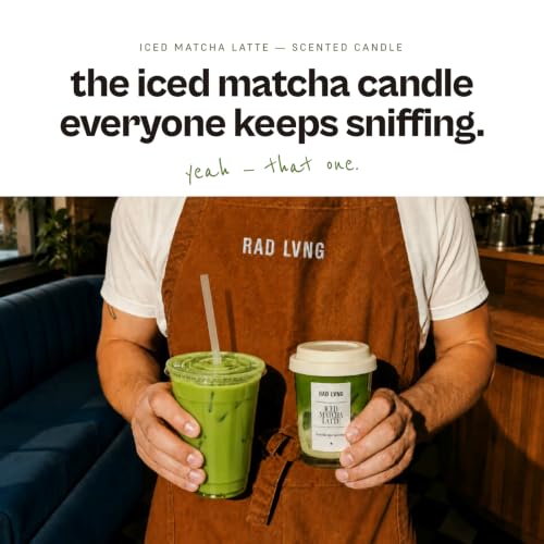 Image of RAD LVNG Iced Matcha Latte OG | 220g Soy Wax Scented Candle | 35hr+ Burn | Gel Wax Cubes | Cork Lid | Hand-Poured | Matcha, Vanilla, Gourmand | Gifting & Home Decor