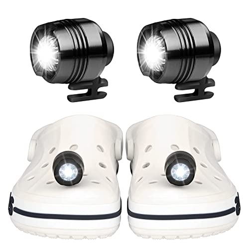 LoQuick 2 Stück Scheinwerfer für Croc, Wasserdichte LED-Stirnlampe IPX-5 Headlights for Clogs, 3 Modi Licht Einstellbar, Croc Schuh Dekoration, Schuhscheinwerfer Ideal für Joggen Camping Lesen Laufen