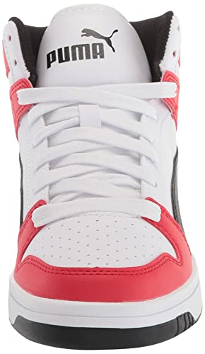 Image of PUMA mens Rebound Layup Sneaker, White- Black-high Risk Red, 9.5 US