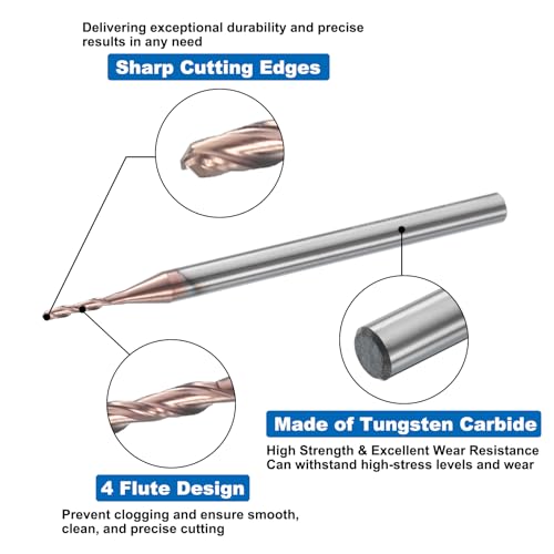 Image of HARFINGTON Ball Nose End Mill 2 Flute 3 /64 inch Diameter 1 /8 inch Shank Tungsten Carbide Uncoated Spiral CNC Router Bits 1 /4 inch Cutting Length Single End Ball for Carving Engraving Grinding