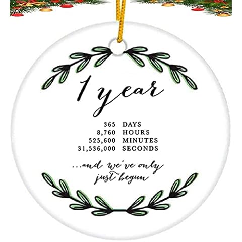 Sushenwe First Christmas Ornaments Hanging Porcelain for Him Her Husband Wife Easter Gifts Memory 1st Wedding for Couples Engagement 1 Year Anniversary Friend Birthday Decorations Ceramic with Ribbon Cover