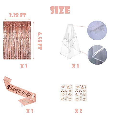 Bachelorette Party Decorations Rose Gold Bride To Be Balloons We Are Engaged Balloons Garlands Arch Kit Bride To Be Sash, Shoulder Length Veil, Tattoos For Bridal Shower Party Supplies Decorations #TOP4