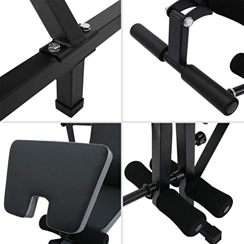 Multifunctional Workout Station Adjustable Olympic Workout Bench with Squat Rack, Leg Extension, Preacher Curl, and Crunch Handle (B)