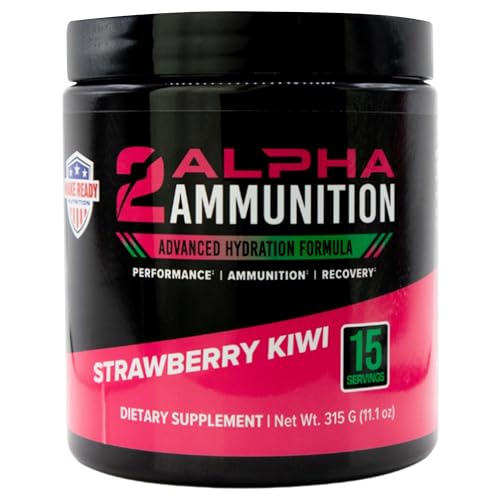 2ALPHA Ammunition Strawberry Kiwi - 315g | Hydration Powder, Energy Drink Powder & Immune Support Supplement for Shooting Sports - with Vitamin C, Calcium, Potassium, D-Ribose, Magnesium and Zinc