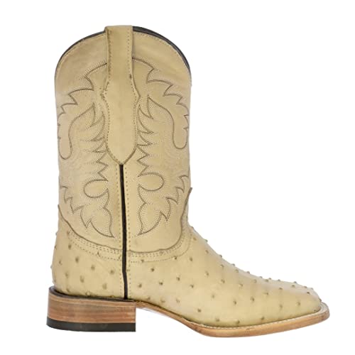 Texas Legacy Mens Sand Western Leather Cowboy Boots Ostrich Quill Print Square2