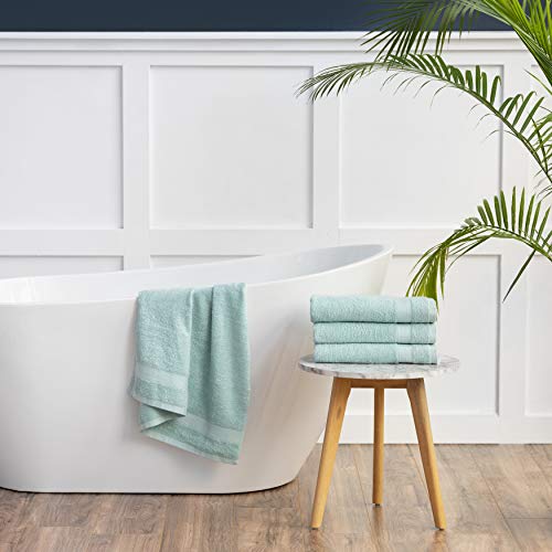 Welhome Basic 100% Cotton Towel (Aqua)- Set of 4 Bath Towels - Quick Dry - Absorbent - Soft - 434 GSM - Machine Washable
