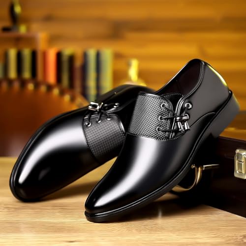 Santimon Men's Leather Oxford Dress Shoes Classic Lace-Up Formal Business Loafer Shoes for Office, Wedding, Party4