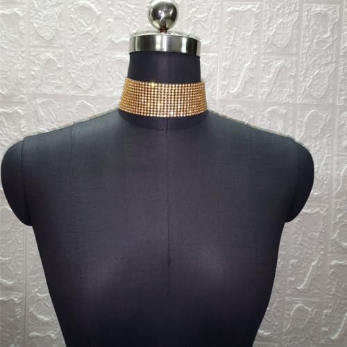 Vivian&CD Gold/Silver Chunky Rhinestone Choker Necklace for Women, Crystal Wide Sparkly Collar Necklaces for Parties, Proms, Weddings, Bridal Events and Bridesmaids; Elegant Diamond-Style Jewelry Accessories4