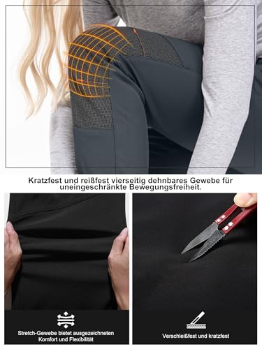 yeyity Damen Wanderhose Wasserdicht Softshellhose Skihose Winddicht Warm Gefüttert Winter Outdoorhose Schneehose Snowboardhose Trekkinghose(6081,Grau,XL)