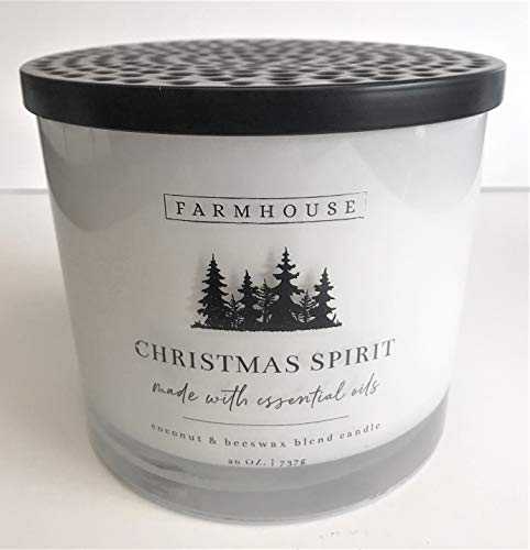 Natural Soy Candle Christmas Spirit | Fresh Evergreen Tree Scent In X-Large White Jar With Lid, 26 Oz. #TOP4
