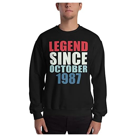 Legend Since October 1987 - Sudadera de cumpleaños número 35, Negro, XXXXXL