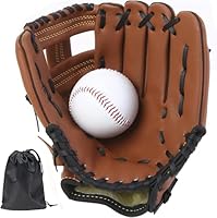 LeapBeast Baseball Handschuhe, Softball Handschuhe mit 1 Ball, Baseball Training Wettbewerb Handschuh Verdicken Dauerhaft Softballhandschuhe für Kinder Erwachsene (Braun -B, 12,5 Zoll)
