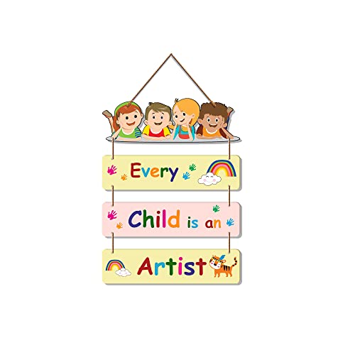 Artvibes Positive Quote Decorative Wall Art Wooden Wall Hanger for Kids Room | Living Room | Bedroom | Gift | Mordern Painting For Home Art Piece For Room Decor (WH_6903N), Set of 4