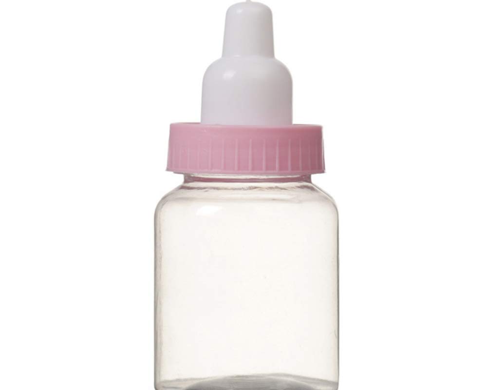 Tesco store Plastic Milk Bottle Fillable Baby Shower Favor  Decoration、Mini Plastic Candy Bottle (Pink）