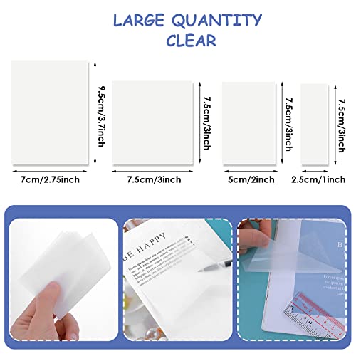 200 Sheets Transparent Sticky Note Pads | 4 Sizes Clear Sticky Notes | Waterproof Translucent Sticky Notes Clear Memo Tabs For Bible Annotating Book Message Reminder, College Supplies #TOP1