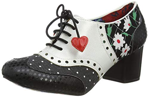 Irregular Choice Clara Bow, Zapatos de Cordones Brogue para Mujer, Negro (Black/White Q), 42 EU