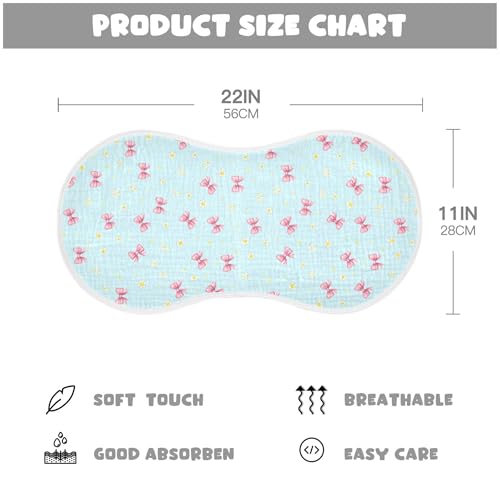 Burbuja Bow Small Flowers Muslin Baby Burp Cloths, Soft & Absorbent Cotton Burping Rags for Newborn Boys & Girls, 2 Pack2