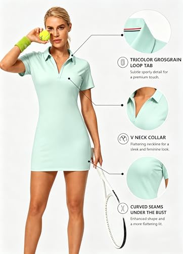 Image of Hiverlay Golf Dress for Women Short Sleeve Tennis Dress with Shorts