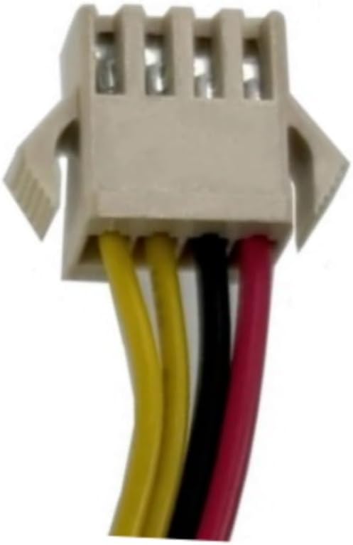 Close-up of the 4-prong white connector on the battery wires.