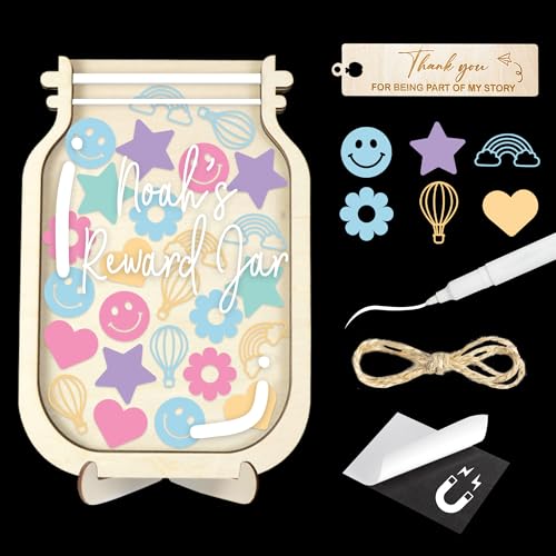 Image of Smiley Star Magnetic Reward Jar for Classroom Kids Student Token Potty Training Chore Chart Toddler Boys Girls Good Behavior Management Tools Teacher Back to School Gifts Decor