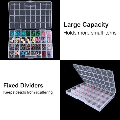 Image of DUOFIRE 32 Grids Bead Organizer, Craft Organizers and Storage with Fixed Compartment, Plastic Bead Storage for Jewelry Beads Earring Tool Fishing Hook Small Accessories
