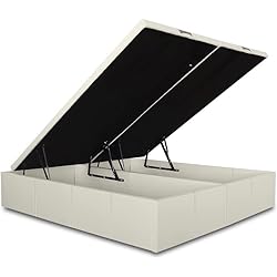 Canapés Abatibles Polipiel Baratos Ventadecolchones - Canapé Abatible Lisboa Gran Capacidad Tapizado en Polipiel Blanco Roto con Costuras Blancas Medida 180 x 200 cm (2 uds 90 x 200 cm)