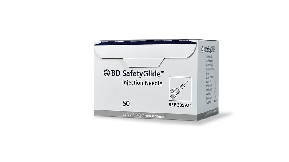 BD SafetyGlide Needle, 27 G x 5/8 in. #305921, (50 Count)