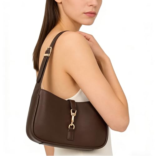 Image of JQWSVE Shoulder Bags for Women Burgundy Purse Trendy Small Handbag Faux Leather Shoulder Purse Everyday Bag