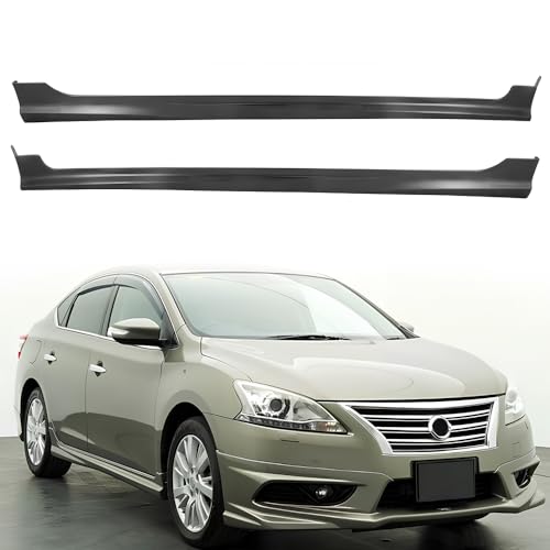 MODILOVER Side Skirts, Compatible with 2013-2019 Nissan Sentra, PU Unpainted Black Rocker Panel Side Splitter Bottom Line