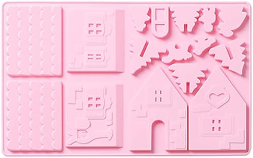 Molde de silicona para pastel de Navidad, molde de chocolate para casa de Navidad, moldes de caramelo, 2 unidades, 16 cavidades, herramientas para