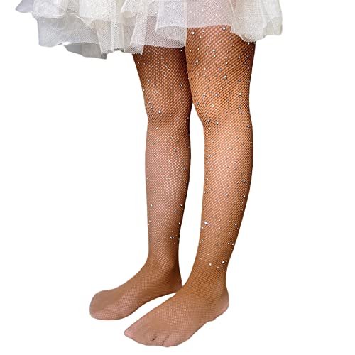 MA&BABY Kids Toddler Girls Fishnet Tights, Glitter Rhinestone Pantyhose Hollow Out Stockings