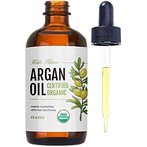 Kate Blanc Cosmetics Argan Oil for Hair, Face & Skin from Morocco. Promotes Hair Growth (4oz, USDA Certified Organic, Cold Pressed & 100% Pure, Light) Cover